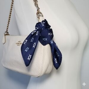 Pocket Square 9.5x10" 100% Silk Navy Abstract Print Hand Rolled Edges Purse Hair